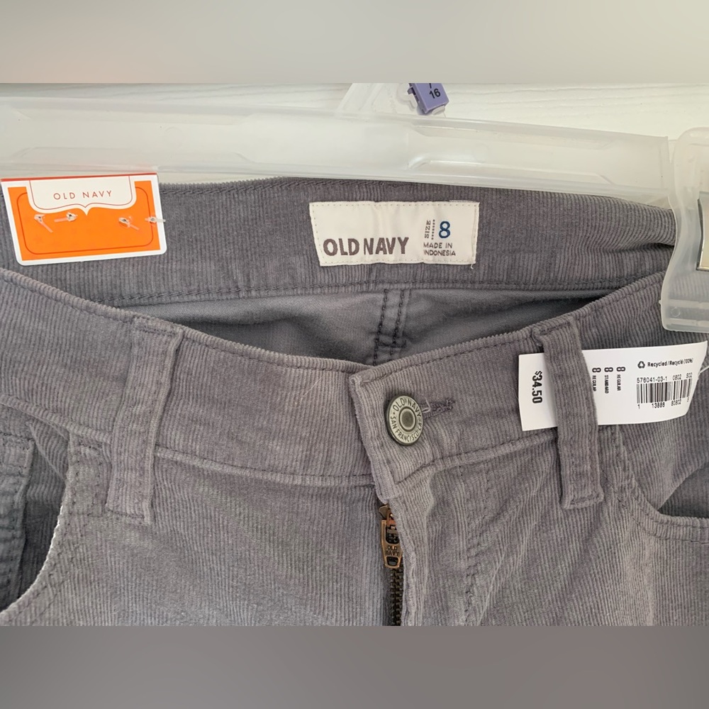 Old Navy Rock Star Super Skinny Low Rise Stretch Womens Corduroys Cords Gray 8